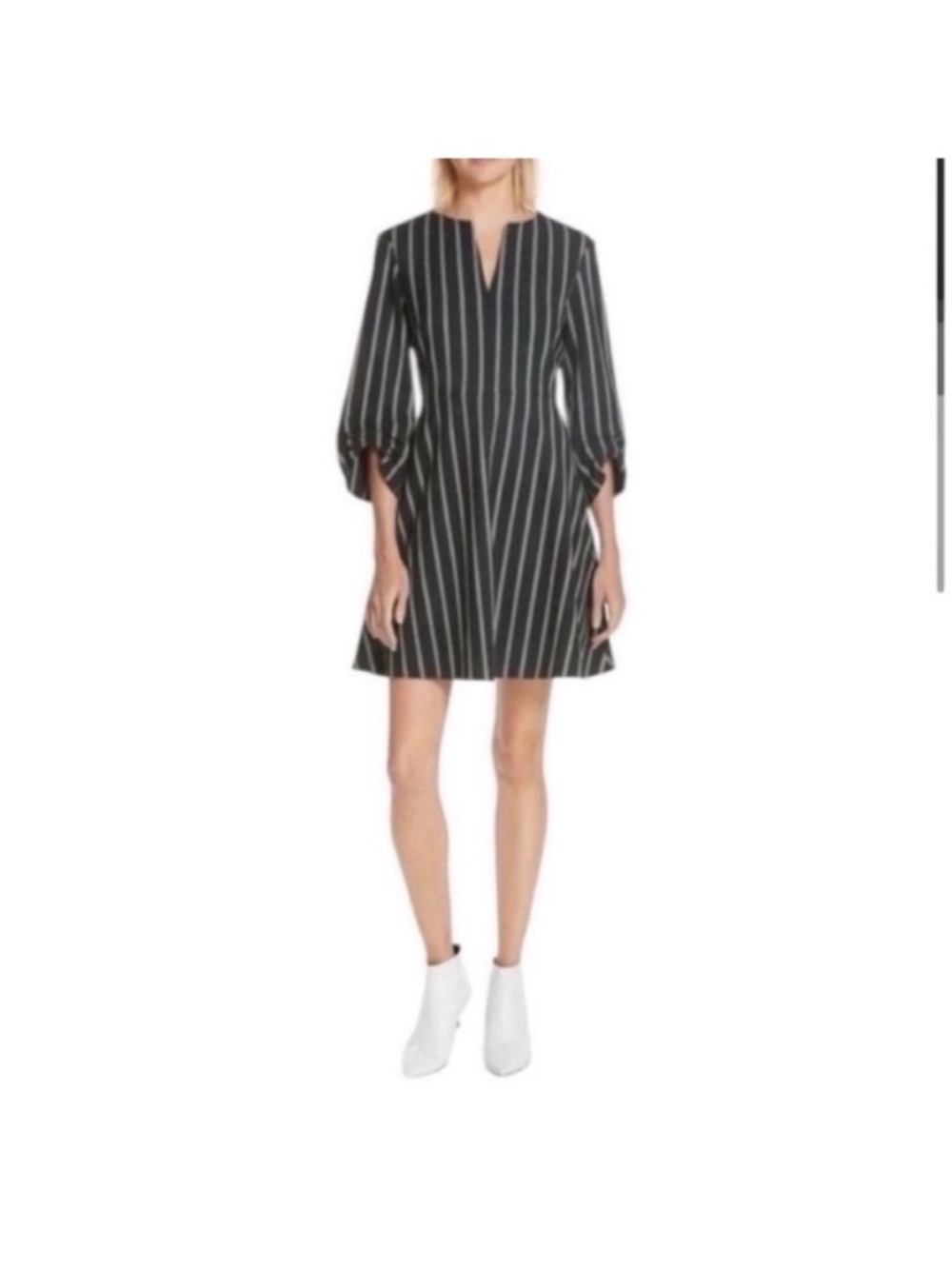 Tibi Ruched Sleeve Stripe Dress Size 4